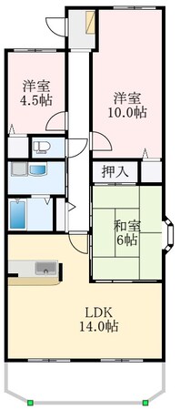 喜志駅 徒歩15分 4階の物件間取画像